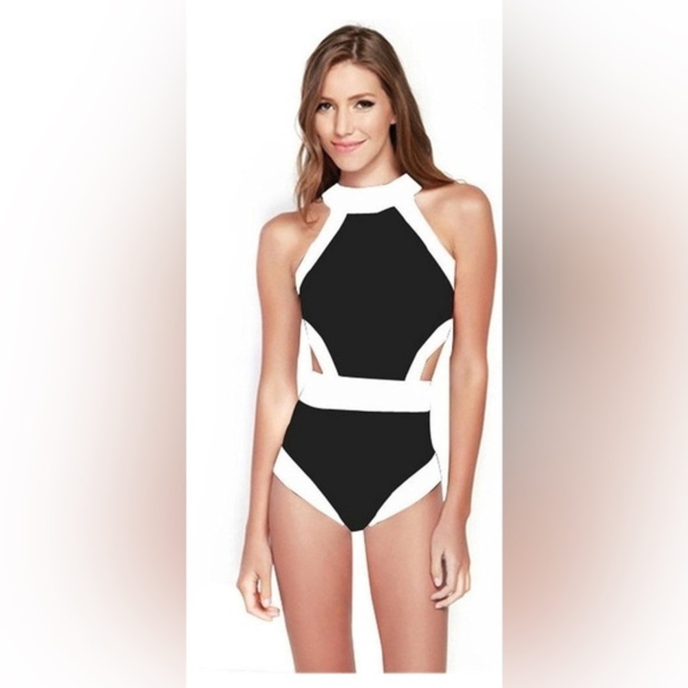 Qualifies 3/$50 swimsuit - One-Piece, High-Neck with Cut-Outs - Size US M